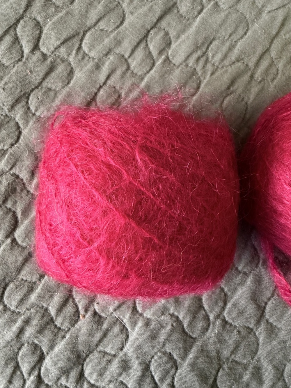 Fuzzy Mohair Yarn Ball in Bright Pink